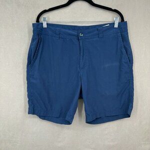 Columbia Shorts Mens 36 Blue Chino FLAW Washed Out‎ Flat Front Cotton Classic